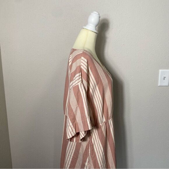 Girl With Curves Linen Blend Striped Casual Beachy Midi Dress Women's Size 1XP - Picture 10 of 16